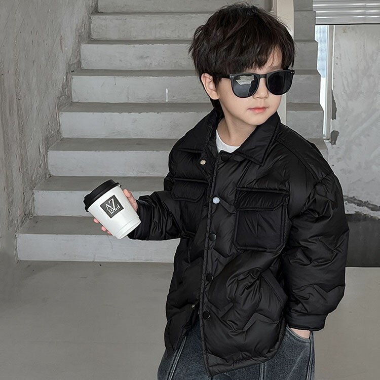 【送料無料】ダウンジャケット おしゃれ ダウンコート 男の子 ベビー キッズ ことも服 通学 ジュニア服 防寒 あったか 冬 子供服 コート アウター ジャケット ブラック カッコイイ 開襟 韓国風 無地 卒業式 入学式 卒園式 入園式
