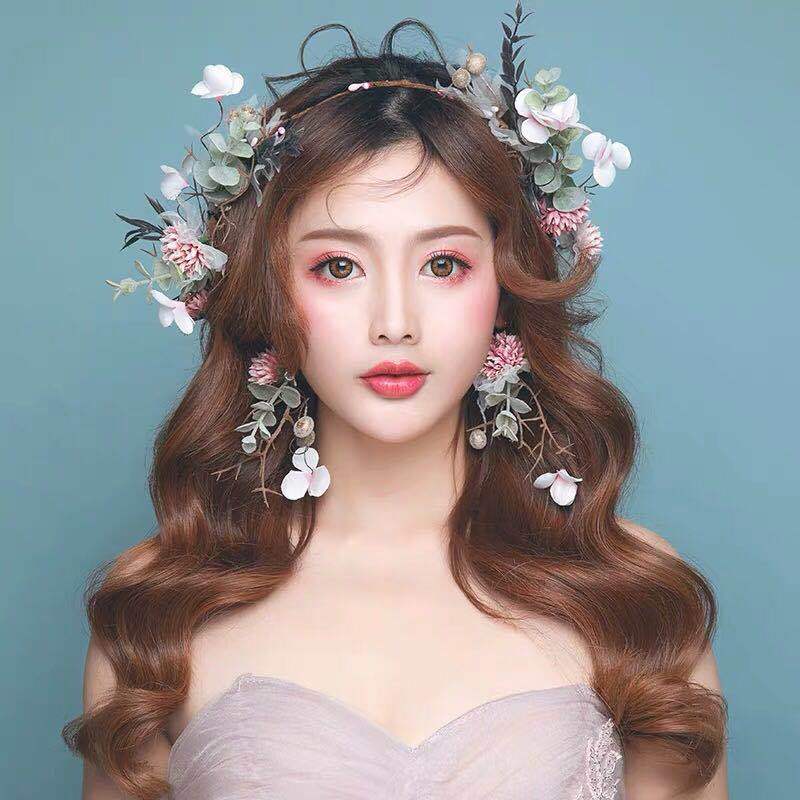 Rakuten - 花冠+イヤリング 花冠 花かんむり ヘッドドレス フラワーティアラ ウエディング フラワー花冠　ウエディング花冠 パーティー ティアラ 花カチューシャ 撮影用 INS 発表会 花嫁