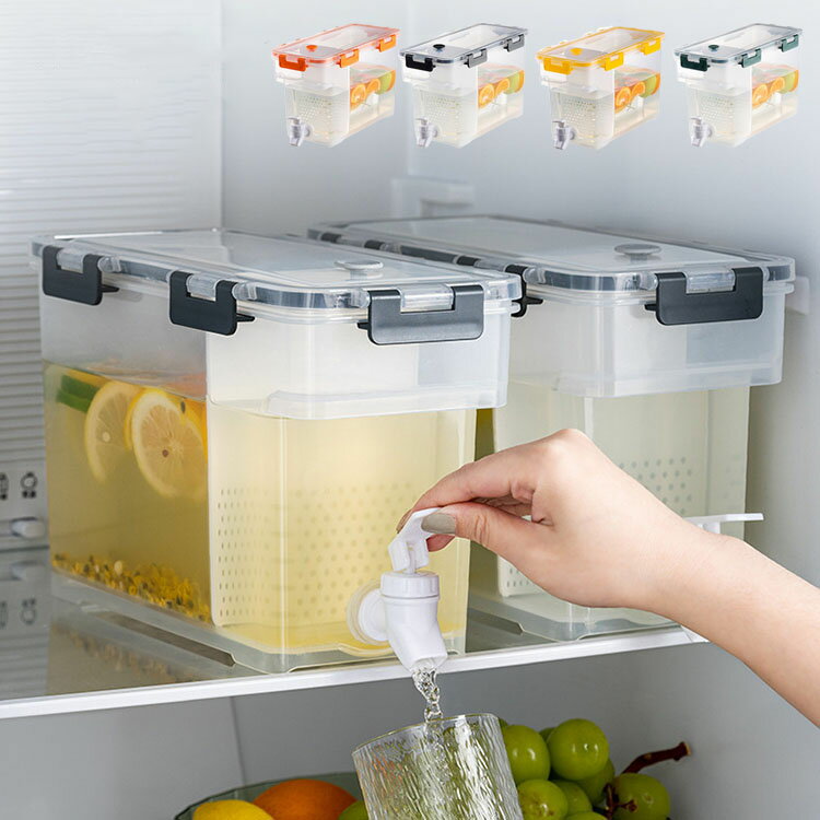 Rakuten - 茶ポット 冷水筒 蛇口 蛇口付き 耐熱 耐冷 大容量 横置き 3.5L 広口 洗いやすい 飲料水 お茶 炭酸 冷蔵庫に入れる 冷水ポット 一人暮らし 家族 水差し プラスチック PP材質 軽量 持ち運び便利 耐久性 麦茶ポット おしゃれ 水筒 ビール樽飲料ディスペンサー 密封保存 鮮度保持