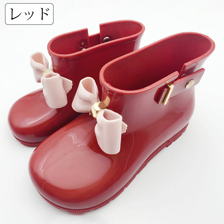 lanmanyaのレインブーツ キッズ 子供用 女の子 蝶結び ショート レインシューズ 雨具 便利 長靴 雨靴 完全防水 防滑 キッズ長靴 子ども 通園 通学 おしゃれ かわいい 雨 雪 防水 軽量 梅雨對策 台風対策 幼稚園 小学校 入学準備 衛生 疲れない アウトドア 履きやすい 14.5-19.5cm 4色｜アングル3