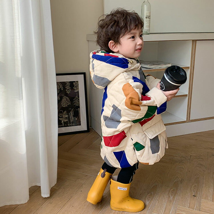 韓国子供服 ダウンジャケット 帽付 可愛い 女の子 男の子 おしゃれ 冬服 ロング丈 コート 防寒 アウター カラフル 中綿ダウンジャケット キッズ 子ども 厚手 ダウンコート 中綿ジャケット 80 90 100 110 120 130