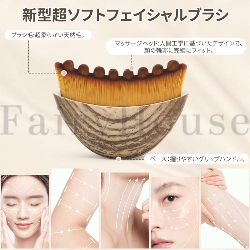 【6%OFFクーポン配布中！】フェイスブラシ リンパ輪郭 フェイシャルブラシ 極細毛 ...