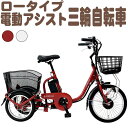 電動三輪車 自転車 電動アシスト自転車 e-parton イーパートン ロータイプ 電動アシスト三輪自転車 大人用 電動 三輪車 シニア 高齢者 ホワイト ブリックレッド