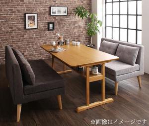 ダイニングセット(テーブル&ソファ) ファミリー向け 棚付き ソファダイニングセット 4人 3点セット(テーブル+2Pソファ2脚) W120