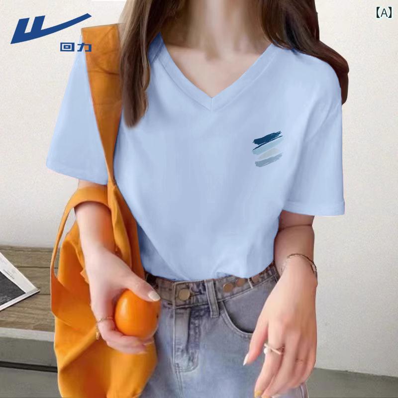 かわいい Tシャツ レディース 戦士 Vネック Tシャツ レディース 半袖 2025 夏の 硫酸 銅 大きいサイズ ..