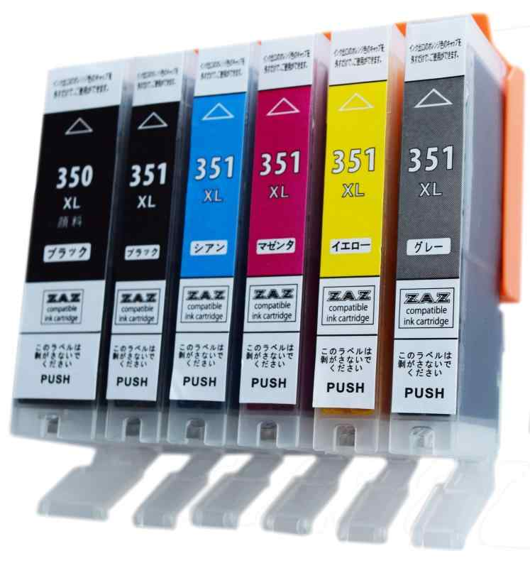 ZAZ BCI-351XL+350XL/6MP ZAZ 互換インク 6色セット ICチップ付 残量表示可能 増量版 BCI350 BCI351 bci-350 BCI-350（J-L）