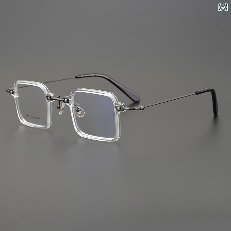 眼鏡 PC眼鏡 ブラック フレーム プレート プレーンな 小さい スクエア フレームな 個性的な ファッショ..