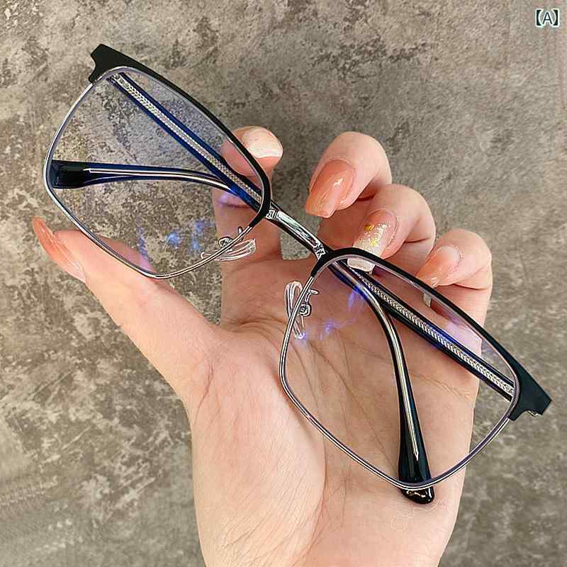 眼鏡 PC眼鏡 メンズ 放射 線 防止および ブルー ライト 防止 メガネで な 大きい 顔の 近視 フレームの..