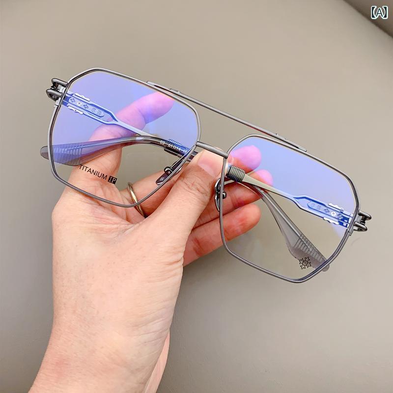 眼鏡 PC眼鏡 レトロ クロウ ハート ウェーブ メガネ フレーム メンズ オーバー サイズ マン チタン 軽..