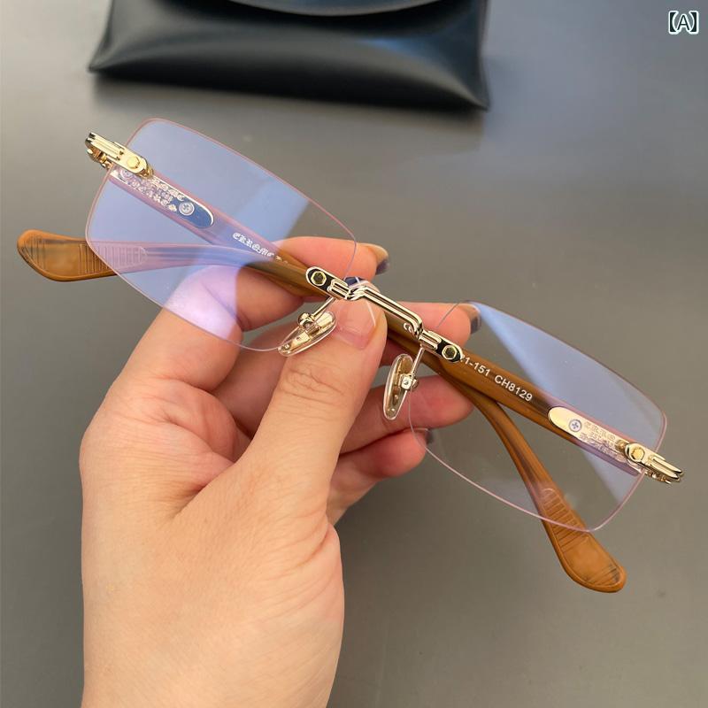 眼鏡 PC眼鏡 Mike Xin Luo メガネ フレーム 新型 レトロ フレームレス パンチング 個性 男女兼用 軽量 ..