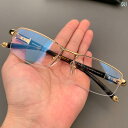 眼鏡 PC眼鏡 Mike Xinluo Xin メガネ フレーム ハーフ 軽量 文学 レトロ ゴールドワイヤーエッ ジメンズ レディースの 近視 ビジネス
