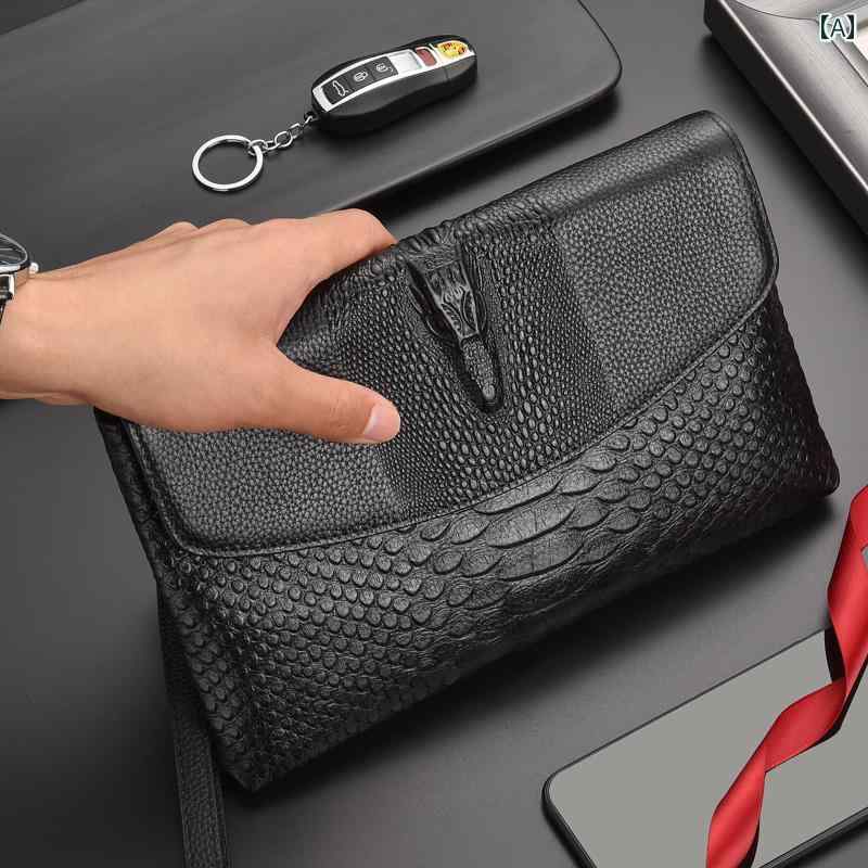 クラッチバッグ メンズ おしゃれ ハンドバッグ メンズ 革 クラッチ フリップ クラッチバッグ クロコダイル 柄 ソフト 牛革 ビジネス カジュアル スタイル