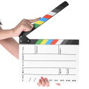 プロフェッショナル映画ディレクター用羽目板、写真スタジオビデオTVアクリルクラッパーボード、ドライイレースフィルムスレートカットアクションシーンクラッパー、カラースティック(2)