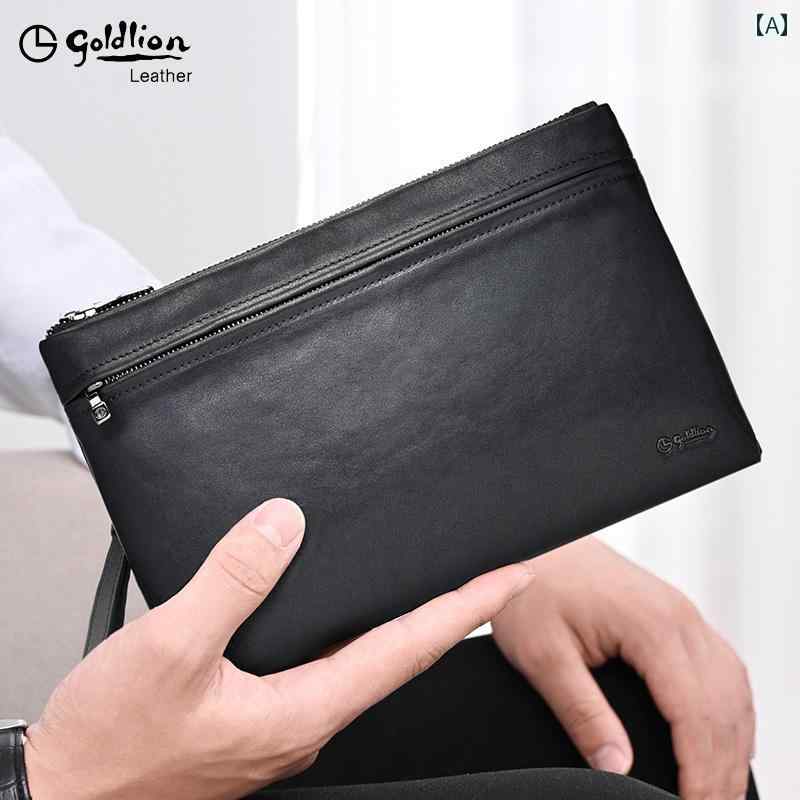 クラッチバッグ メンズ おしゃれ Goldlion メンズ ハンドバッグ ベジタブル タンニン レザー エンベロ..