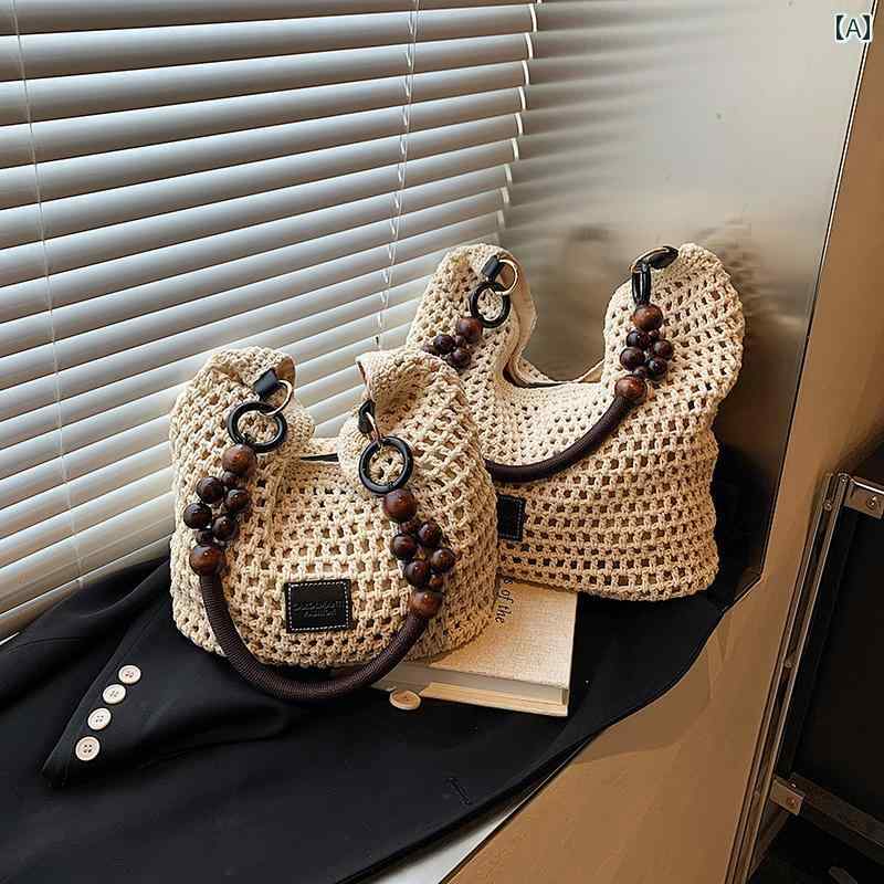 レディース トートバッグ 韓国 脇 編み バッグ 2025 夏 海辺 休日 レジャー ストロー バッグ大容量 シ..