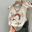 ノースリーブ ニット 女性用 カラフルな 落書き アボカド グリーン ドーパミン 衣装 ノースリーブ アウターウェア ニット スモール ベスト レディース サマ...