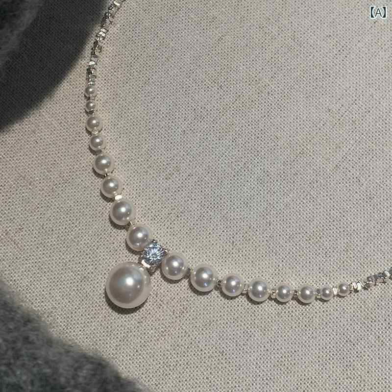 ネックレス レディース ジュエリー S925 スター リング シルバー ブロークン 角 砂糖 石家 パールネッ..