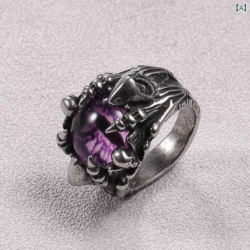 指輪 リング メンズ ヒップ ホップ 悪魔の 目 メンズリングな レトロと アメリカ ストリート チタン 鋼 パンク メンズリングの 個性