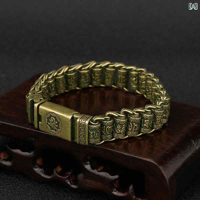 ブレスレット ジュエリー ラグジュアリー 銅製 チベット 菩薩 ローラー 回転 式 ルル トン メンズ ブレ..