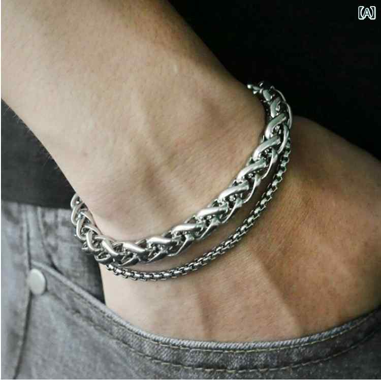 ブレスレット ジュエリー ラグジュアリー イン チタン 鋼 編組 ブレスレット レトロ コールド スタイル..