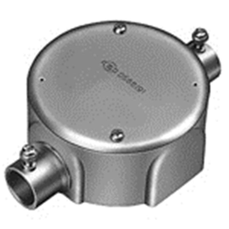 パナソニック(Panasonic) ねじなし丸型露出ボックス 2方出 DS66251K●2方出<br>●呼び：E25<br>●鋼板製/電気亜鉛めっき<br>●B：73<br>●φD：29.9<br>●止めねじサイズ：6<br>●止めねじ本数：2<br>●JIS C 8340