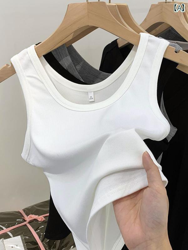 キャミソール シンプル レディース 脇 胸を カバー する サマー ベスト 女性用 半袖 スレッド レイヤリ..