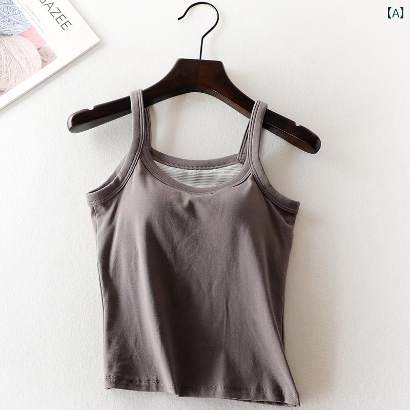 キャミソール 合わせやすい インナー レディース 綿 チェスト パッド 付き サスペンダー レディース 夏..