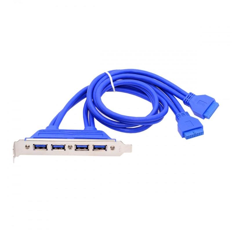 LAONsChoiceのCY ケーブル 内部 4 ポート USB 3.0 メス マウント パネル - マザーボード 20 ピン バッフル ケーブル PCI ブラケット付き 50cm｜アングル2
