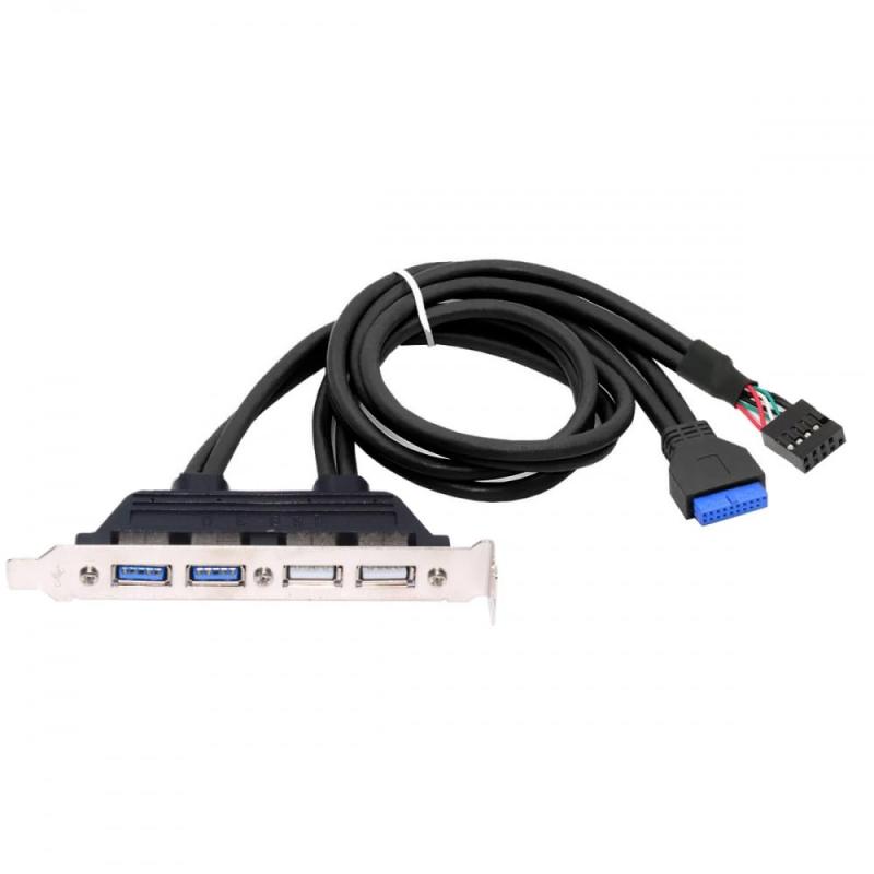 LAONsChoiceのCY ケーブル 内部 4 ポート USB 3.0 メス マウント パネル - マザーボード 20 ピン バッフル ケーブル PCI ブラケット付き 50cm｜アングル3