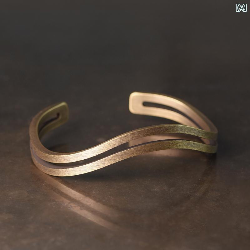 バングル ブレスレット メンズ クラシック 銅 ブレスレット シンプル 個性的な メンズ マットな 質感 ..