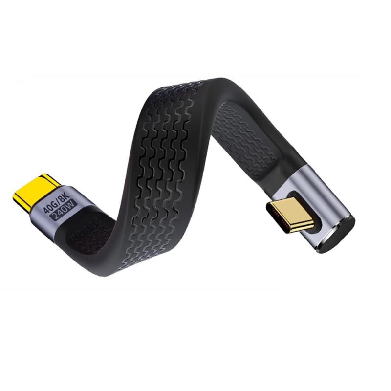 NFHK 240W Type-C USB-Cオス-オス USB4 40Gbps 100W 8KフラットスリムFPCデータケーブルノートパソコンスマホ用13cm