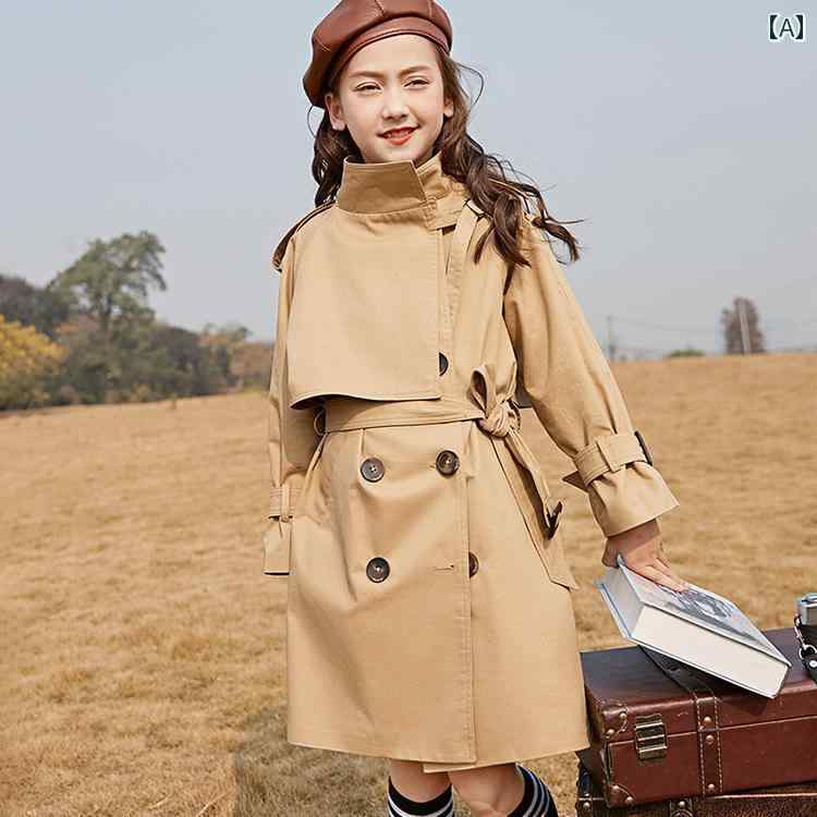 女の子 トレンチコート キッズ 女の子 ウィンドブレーカー 2024 秋服 英国 春秋中と 大きいサイズ 子供..
