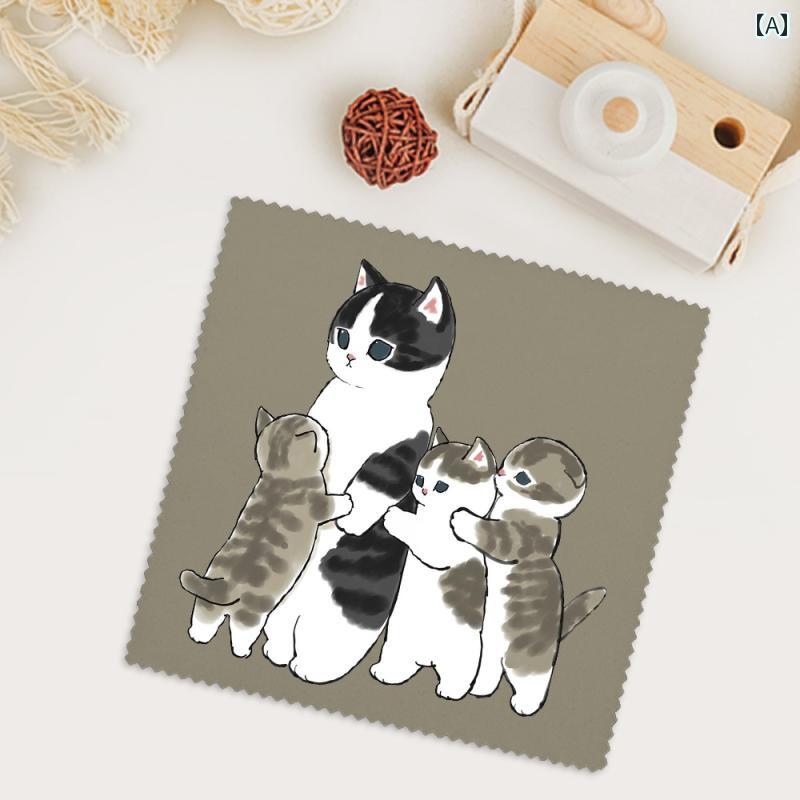 メガネ拭き おそうじ 癒しの イラスト 猫 サメ 猫を 囲む メガネ クロス レンズ クリーニング