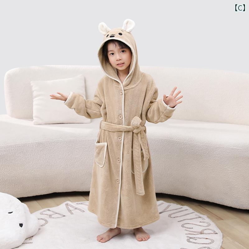 子供 ガウン パジャマ 暖かい て 優れた 子供用 バスローブ ケープ バス タオル非 ...