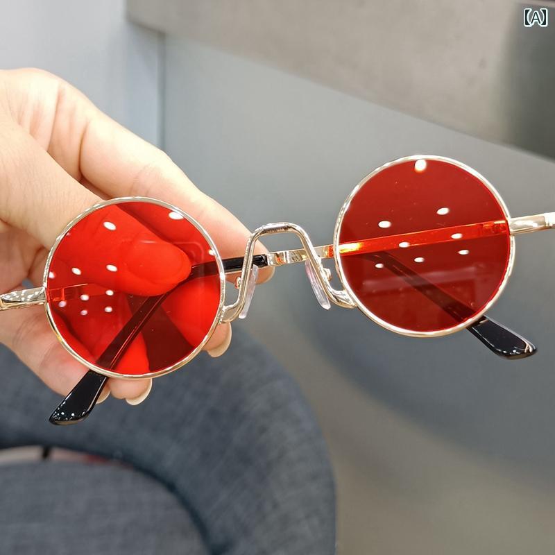 キッズ用 かわいい サングラス 男の子と 女の子用の 子供用 サングラス レトロ メタル ラウンド フレー..