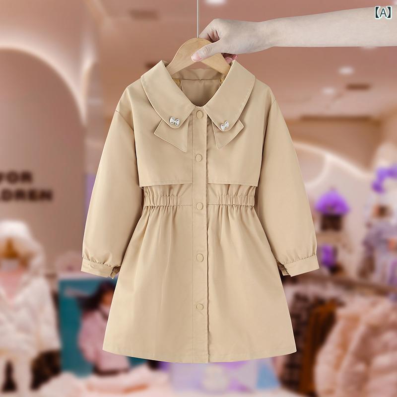 女の子 トレンチコート キッズ 女の子 ウインドブレーカー ジャケット 2024 春秋冬 子供服 スタイリッ..