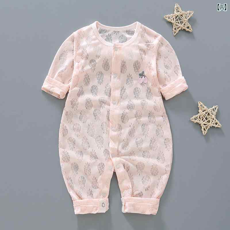 ベビー服 パジャマ ルームウェア ベビー ジャンプスーツ 薄手 空調 夏服 長袖 男性 新生児 パジャマ 女性 赤ちゃんな 綿の 夏