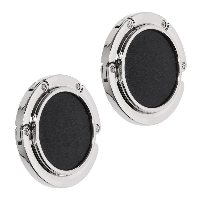 kwmobile 2x バッグ フック カバン用 - 折り畳み バッグハンガー デスク テーブル ハンドバッグに - コンパクト テーブルフック フェイクレザー