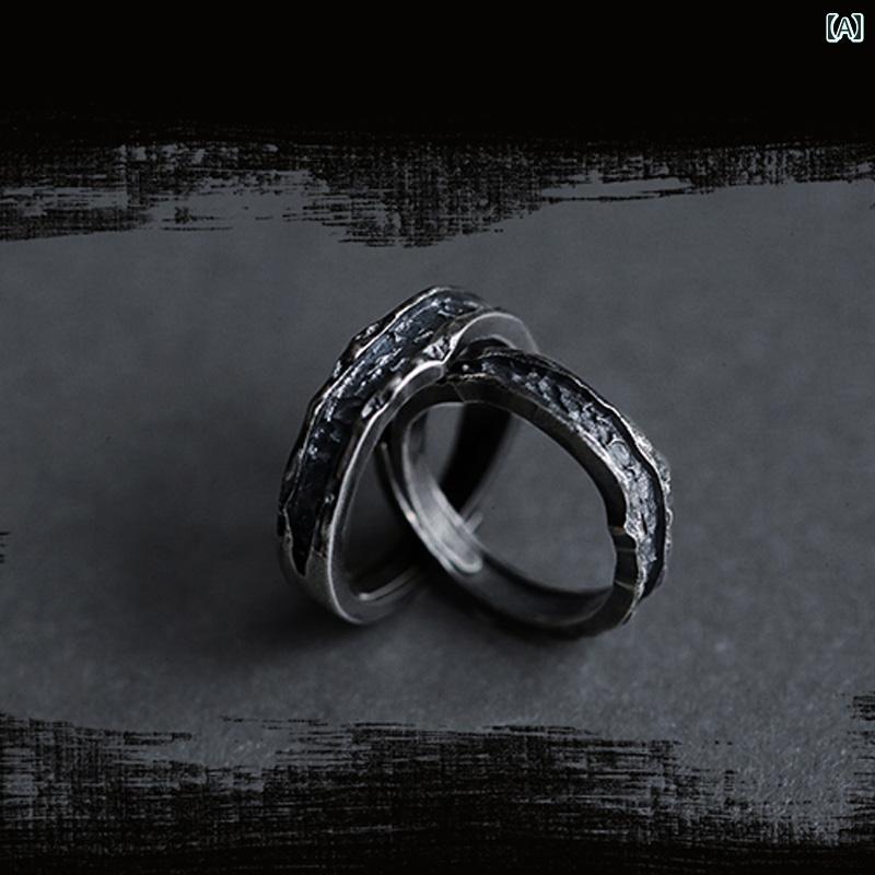 指輪 リング メンズ NanfenggeAbyss リング s 925 スター シルバーリング カップル オープン 男女兼用 軽量 高級