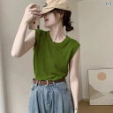 ノースリーブ ニット 女性用 アボカド グリーンの ノースリーブ ベスト トップス 夏の 薄手 ニット 茶 系 雰囲気の ある 女性用 Tシャツ