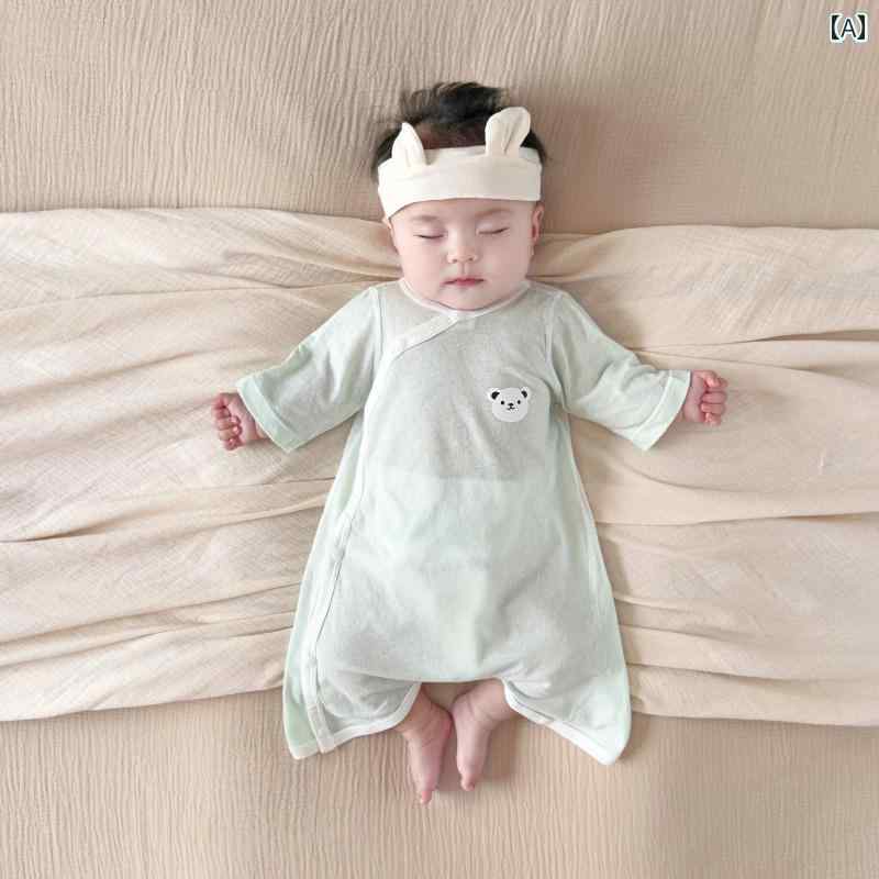 ベビー服 パジャマ ルームウェア ベビー 夏用 寝袋 男の子と 女の子用 ベビー用 ミドル スリーブ ジャ..