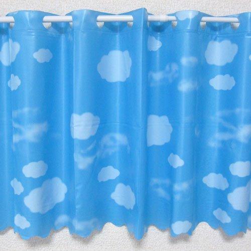 抗菌 防水カフェカーテン Lサイズ 幅120×丈80cm 雲柄 日本製