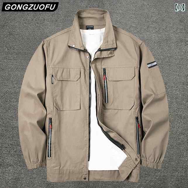 作業服 春秋 作業着の メンズ 労働 保護 服 溶接 工 綿 作業着 工事 現場 スーツ トップス 厚手 耐摩耗