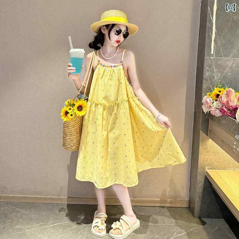 キッズ用 ワンピース 女の子 サマー ドレス 2025新 スタイル ビッグ キッズ 海辺 着 ホリデー ビーチ ..