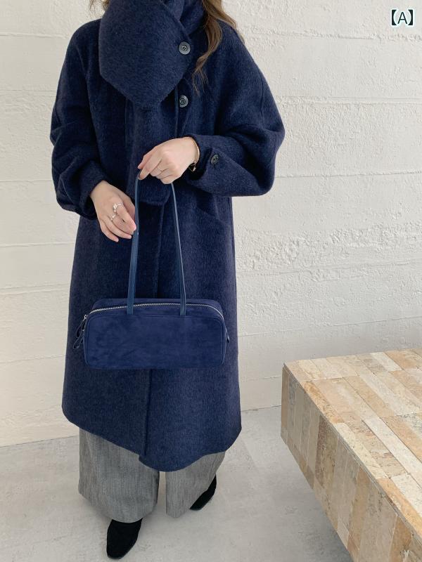 韓国スタイル ウール コート 高級 両面 ウール コート 女性用 ロング アルパカ マフラー 取り外し 可能..