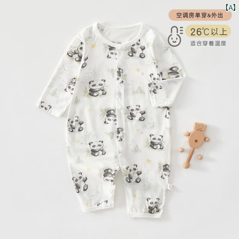 ベビー服 パジャマ 快適 ベビー 夏用 ジャンプスーツ 薄手 空調 服 パジャマ 新生児 夏服 ハイハイ 骨..