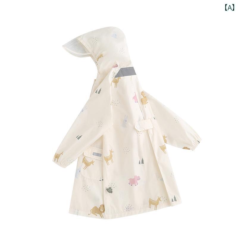 キッズ レインウェア かっぱ zoyzoii 子供用 レインコート 男の子 女の子 幼稚園 児用 ロング 丈 全身 防 雨 スクール バッグ 小学生用