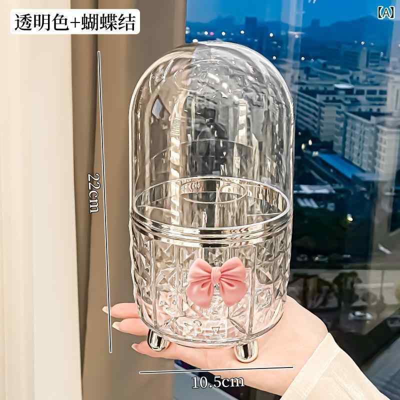 メイク ボックス 収納 回転 式 メイク ブラシ 収納 チューブ 高級 防塵高 価値 化粧 台 箱 口紅 アイラ..