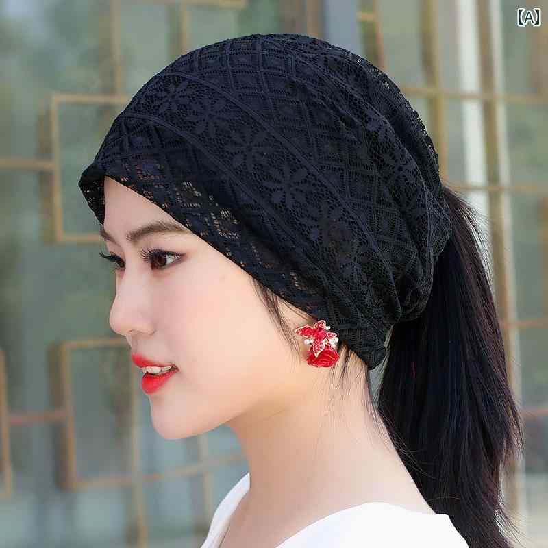 ターバン キャップ レディース 帽子 レディース 薄手 レース ターバン 通気性 メッシュ 秋 空調 ナイト..