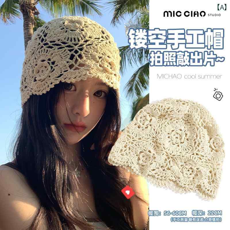 ターバン キャップ レディース 女性用 レース 帽子 2025年 編み 包 頭 夏用 薄手 ニット パイル おしゃ..